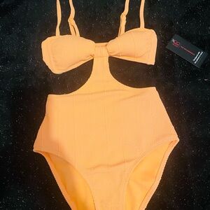 Orange one piece bathing suit